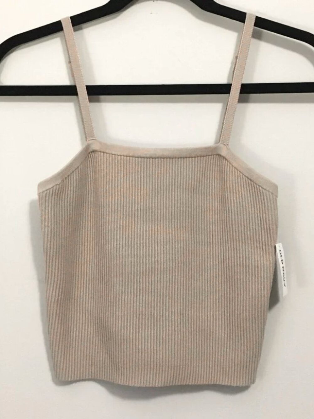 NWT Old Navy Beige Ribbed Square Neck Cropped Rayon Cami Size MP Indie